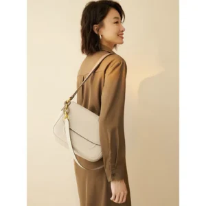 Genuine Leather Premium Quality Cowhide Fashion Bag (Ivory White)